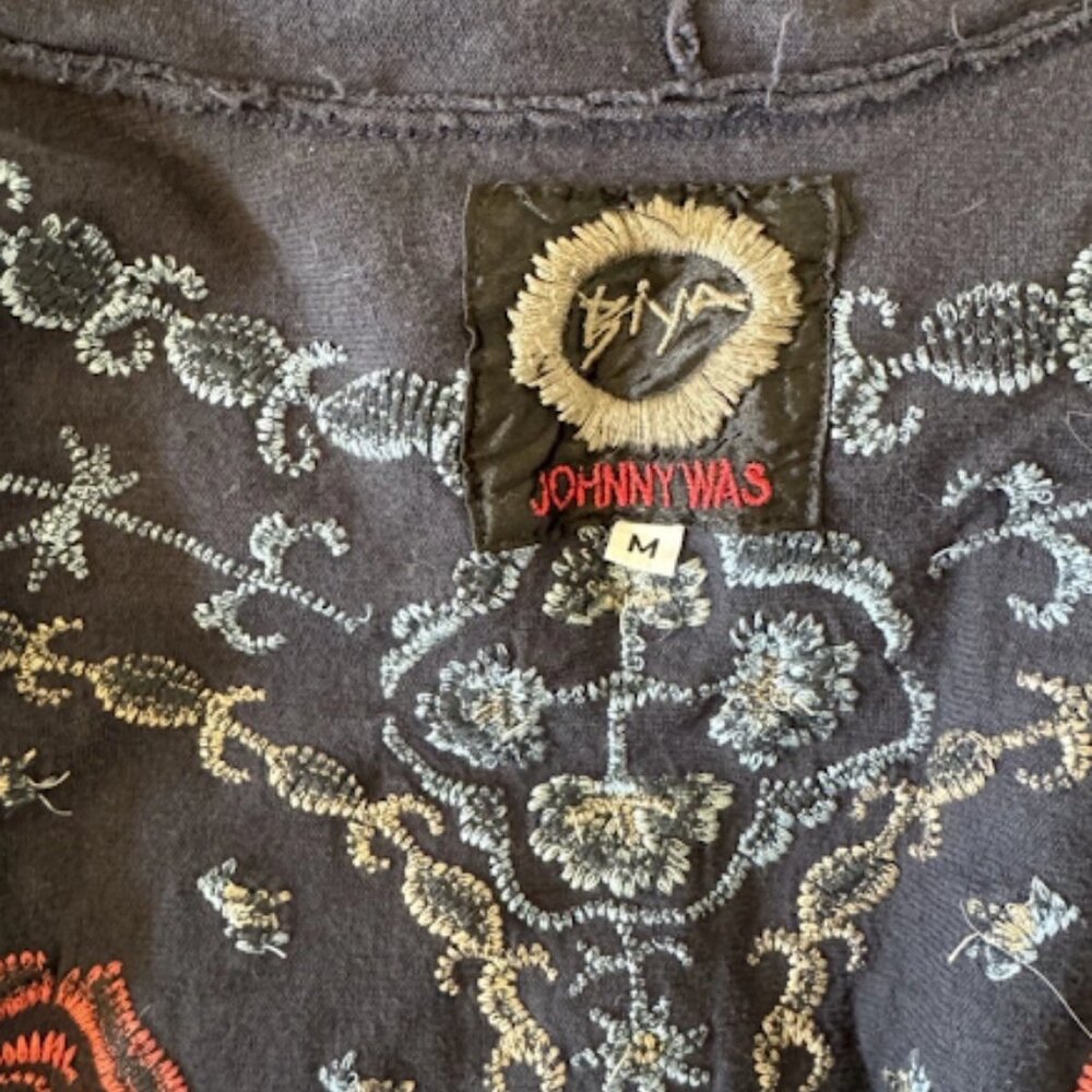 Johnny Was Spleo Embroidered Patchwork Cardigan Kimono Jacket Pockets Size M - Picture 4 of 8
